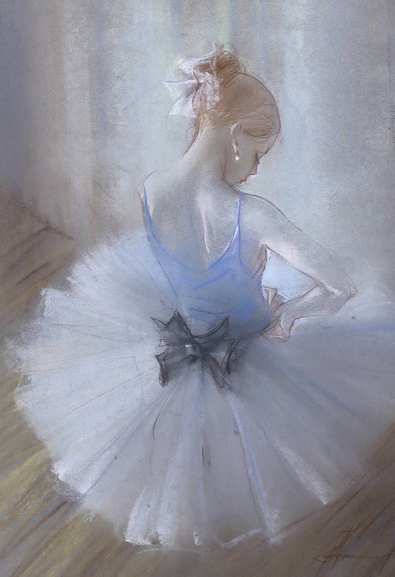 Russian School, pair of pastels, Ballerinas, each indistinctly signed, 34 x 24cm